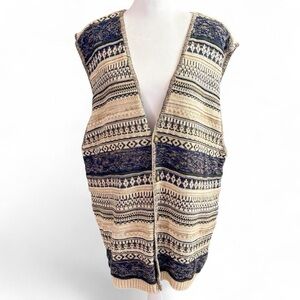 Croft & Barrow Tribal Patterned Sleeveless Cardigan